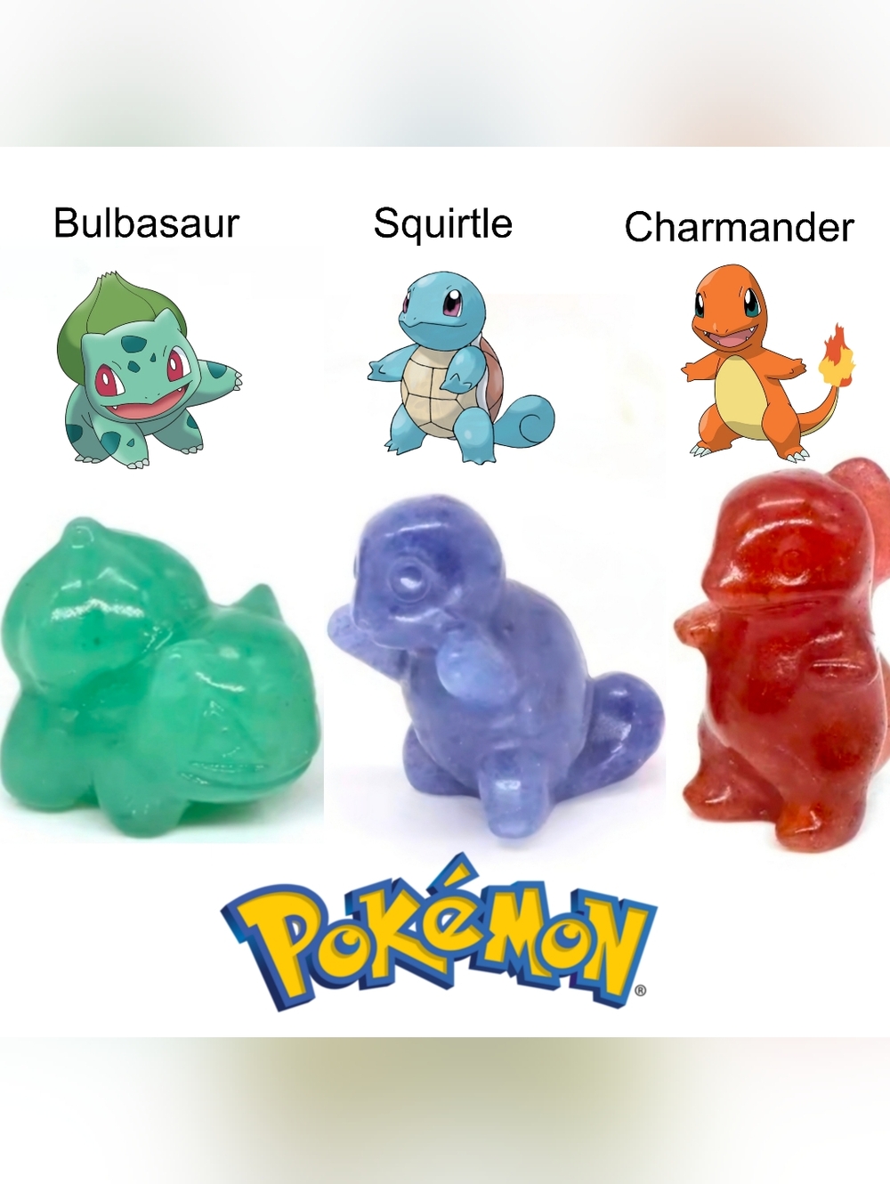 Pokemon Bulbasaur Squirte & Charmander Crystal Set Of 3